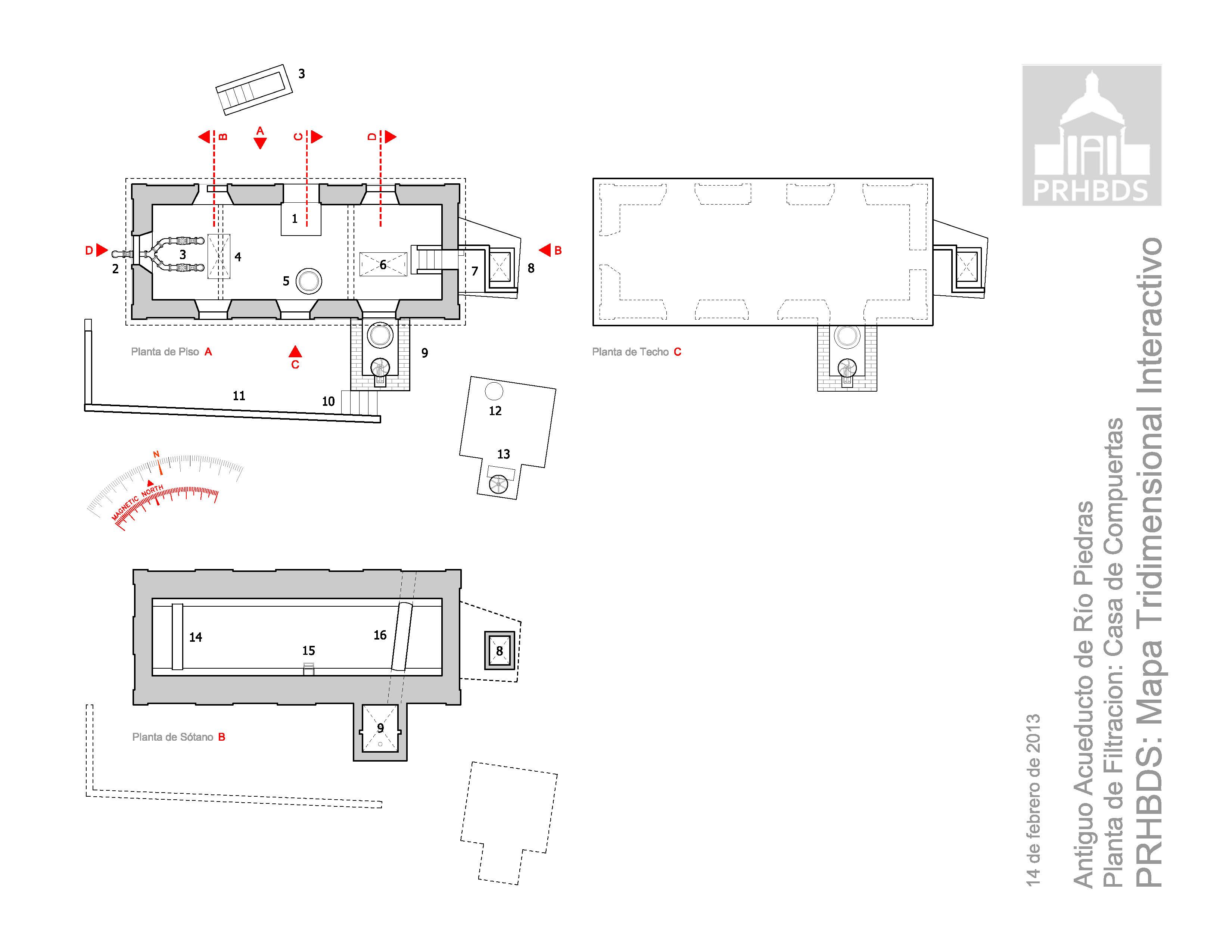 Antiguo Acueductos de Río Piedras - Casa de Compuertas 2 - Plantas de Pisos